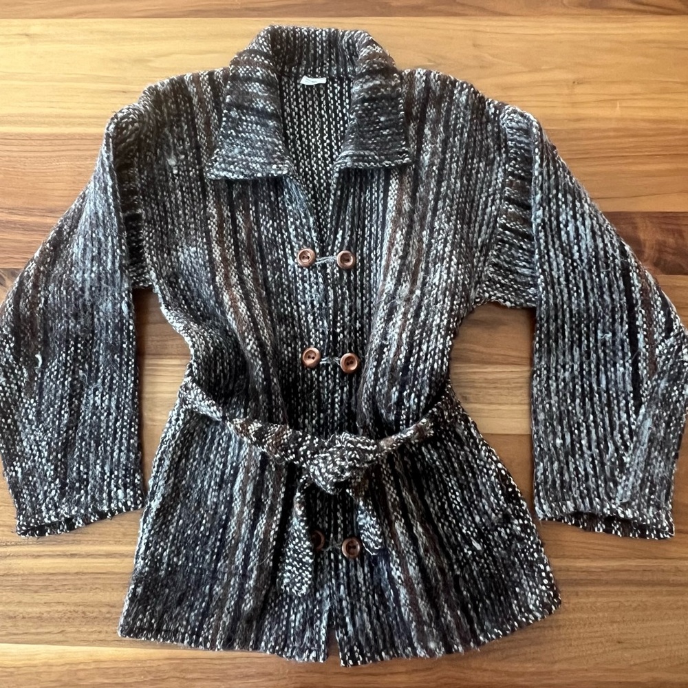 Stylish Black and Gray Women's Alpaca Wool Jacket